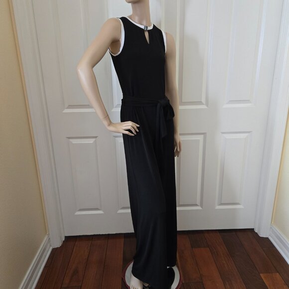 Ralph Lauren Wide Leg Belted Jumpsuit SZ S Black - Picture 6 of 10